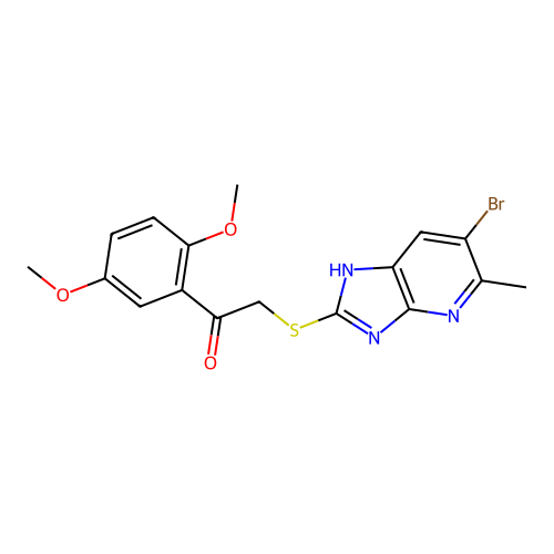 2-((6-bromo-5-methyl-3H-imidazo[4,5-b]pyridin-2-yl)thio)-1-(2,5-dimethoxyphenyl)ethanone structure