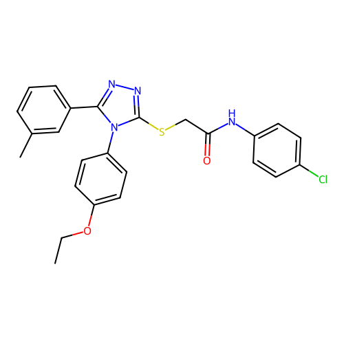 N-(4-chlorophenyl)-2-[[4-(4-ethoxyphenyl)-5-(3-methylphenyl)-1,2,4-triazol-3-yl]sulfanyl]acetamide structure