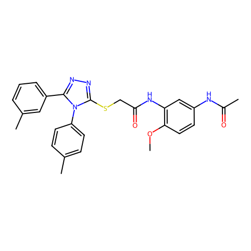 N-(5-acetamido-2-methoxyphenyl)-2-((5-(m-tolyl)-4-(p-tolyl)-4H-1,2,4-triazol-3-yl)thio)acetamide structure