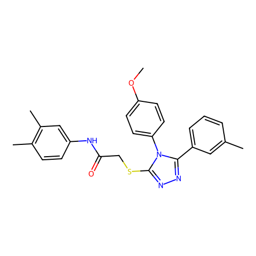 N-(3,4-dimethylphenyl)-2-{[4-(4-methoxyphenyl)-5-(3-methylphenyl)-4H-1,2,4-triazol-3-yl]sulfanyl}acetamide structure