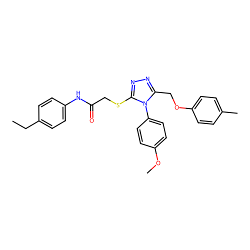 N-(4-ethylphenyl)-2-((4-(4-methoxyphenyl)-5-((p-tolyloxy)methyl)-4H-1,2,4-triazol-3-yl)thio)acetamide structure