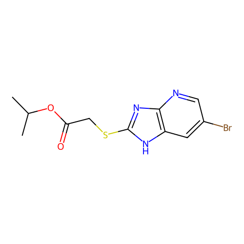 propan-2-yl [(6-bromo-1H-imidazo[4,5-b]pyridin-2-yl)sulfanyl]acetate structure
