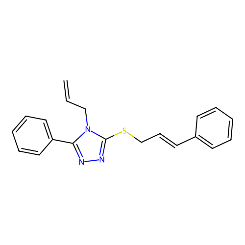 4-allyl-3-(cinnamylthio)-5-phenyl-4H-1,2,4-triazole structure