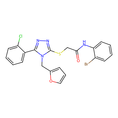 N-(2-bromophenyl)-2-{[5-(2-chlorophenyl)-4-(furan-2-ylmethyl)-4H-1,2,4-triazol-3-yl]sulfanyl}acetamide structure