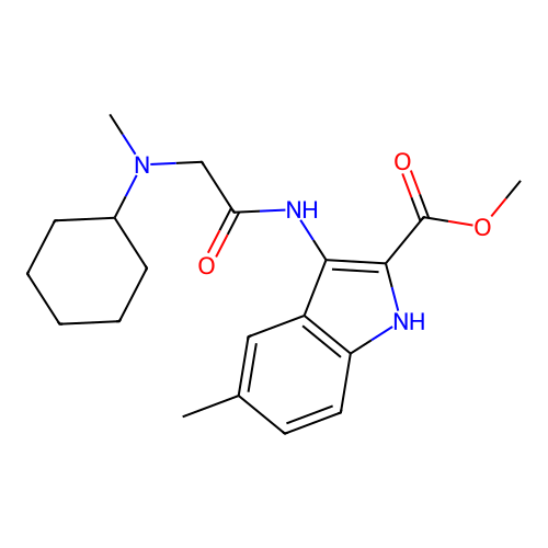 methyl 3-[(N-cyclohexyl-N-methylglycyl)amino]-5-methyl-1H-indole-2-carboxylate structure