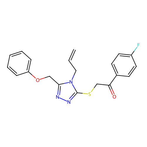2-((4-allyl-5-(phenoxymethyl)-4H-1,2,4-triazol-3-yl)thio)-1-(4-fluorophenyl)ethanone structure