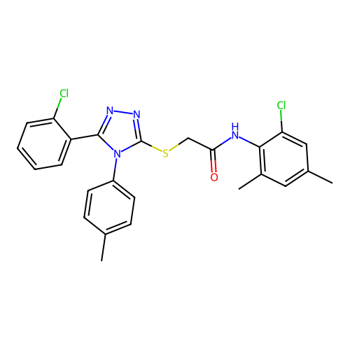 N-(2-chloro-4,6-dimethylphenyl)-2-{[5-(2-chlorophenyl)-4-(4-methylphenyl)-4H-1,2,4-triazol-3-yl]sulfanyl}acetamide structure