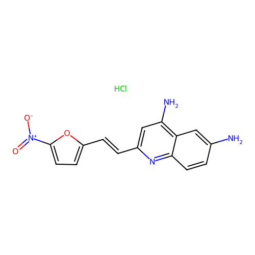 Quinoline, 4,6-diamino-2-(2-(5-nitro-2-furyl)vinyl)-, monohydrochloride structure