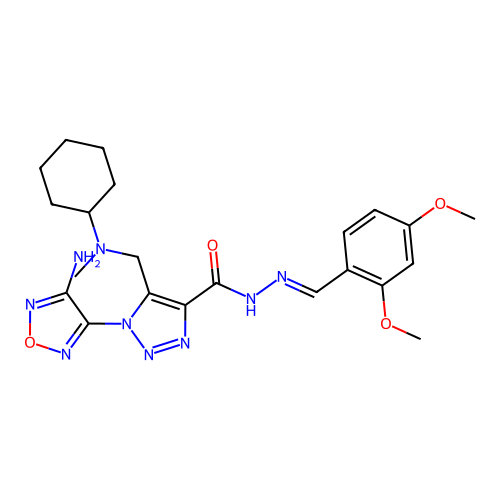 (E)-1-(4-amino-1,2,5-oxadiazol-3-yl)-5-((cyclohexyl(methyl)amino)methyl)-N'-(2,4-dimethoxybenzylidene)-1H-1,2,3-triazole-4-carbohydrazide structure