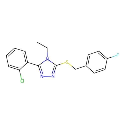 3-(2-Chlorophenyl)-4-ethyl-5-[(4-fluorophenyl)methylthio]-1,2,4-triazole structure