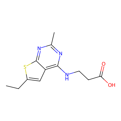 3-(6-Ethyl-2-methyl-thieno[2,3-d]pyrimidin-4-ylamino)-propionic acid structure