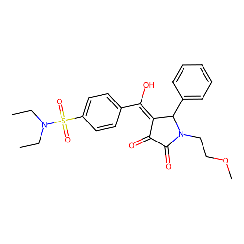 N,N-diethyl-4-[4-hydroxy-1-(2-methoxyethyl)-5-oxo-2-phenyl-2,5-dihydro-1H-pyrrole-3-carbonyl]benzene-1-sulfonamide structure