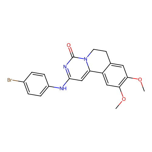 2-((4-bromophenyl)amino)-9,10-dimethoxy-6,7-dihydro-4H-pyrimido[6,1-a]isoquinolin-4-one structure