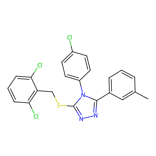 4-(4-chlorophenyl)-3-[(2,6-dichlorophenyl)methylsulfanyl]-5-(3-methylphenyl)-1,2,4-triazole structure