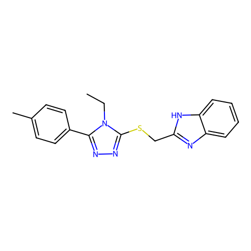 3-(benzimidazol-2-ylmethylthio)-4-ethyl-5-(4-methylphenyl)-1,2,4-triazole structure