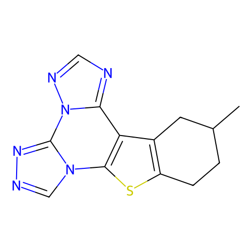 12-methyl-10,11,12,13-tetrahydro[1]benzothieno[3,2-e]bis[1,2,4]triazolo[4,3-a:1',5'-c]pyrimidine structure