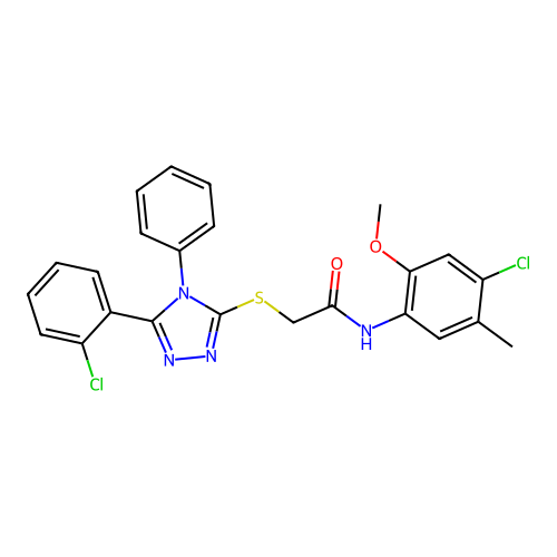 N-(4-chloro-2-methoxy-5-methylphenyl)-2-{[5-(2-chlorophenyl)-4-phenyl-4H-1,2,4-triazol-3-yl]sulfanyl}acetamide structure