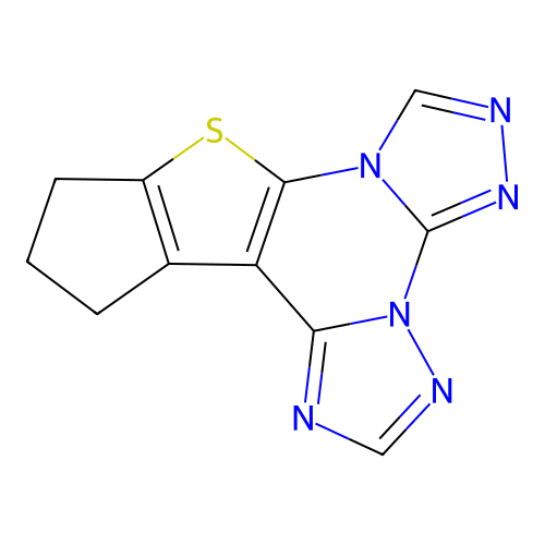 11,12-dihydro-10H-cyclopenta[4,5]thieno[3,2-e]bis([1,2,4]triazolo)[4,3-a:1',5'-c]pyrimidine structure