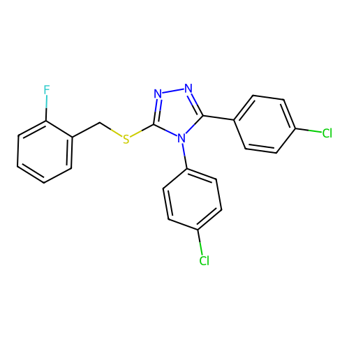 4,5-Bis(4-chlorophenyl)-3-[(2-fluorophenyl)methylthio]-1,2,4-triazole structure