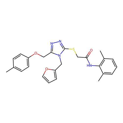 N-(2,6-dimethylphenyl)-2-((4-(furan-2-ylmethyl)-5-((p-tolyloxy)methyl)-4H-1,2,4-triazol-3-yl)thio)acetamide structure