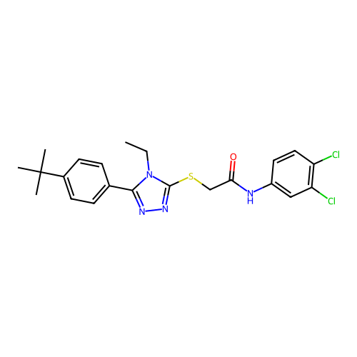 2-{[5-(4-tert-butylphenyl)-4-ethyl-4H-1,2,4-triazol-3-yl]sulfanyl}-N-(3,4-dichlorophenyl)acetamide structure