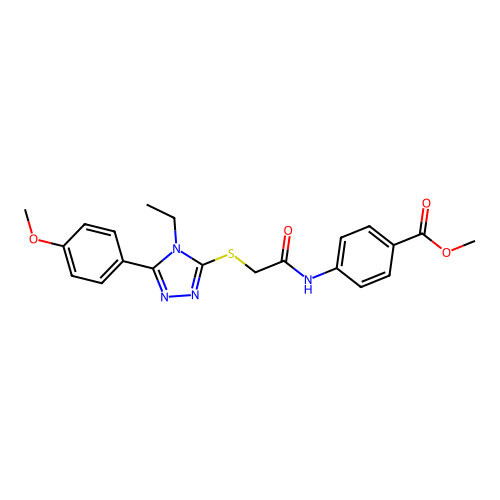 Methyl 4-[[2-[[4-ethyl-5-(4-methoxyphenyl)-1,2,4-triazol-3-yl]sulfanyl]acetyl]amino]benzoate structure