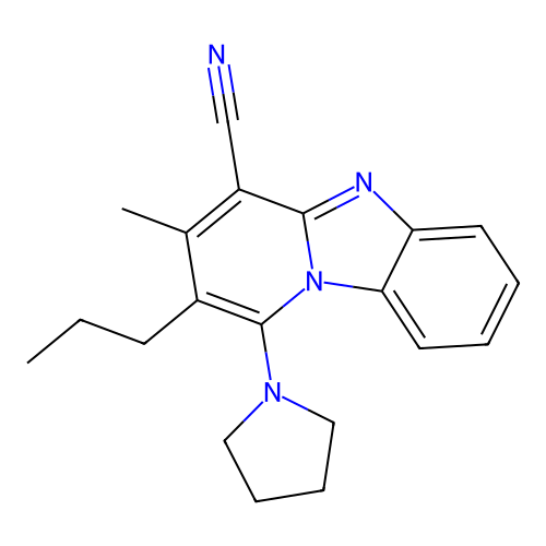 3-Methyl-2-propyl-1-pyrrolidin-1-ylpyrido[1,2-a]benzimidazole-4-carbonitrile structure