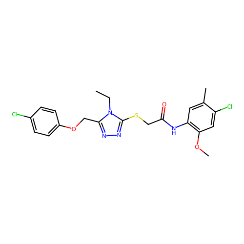 N-(4-chloro-2-methoxy-5-methylphenyl)-2-((5-((4-chlorophenoxy)methyl)-4-ethyl-4H-1,2,4-triazol-3-yl)thio)acetamide structure