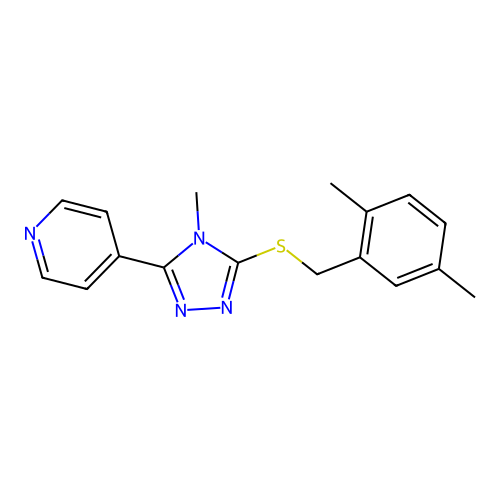 3-[(2,5-Dimethylphenyl)methylthio]-4-methyl-5-(4-pyridyl)-1,2,4-triazole structure