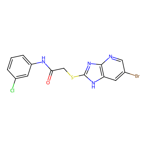 2-[(6-bromo-1H-imidazo[4,5-b]pyridin-2-yl)sulfanyl]-N-(3-chlorophenyl)acetamide structure
