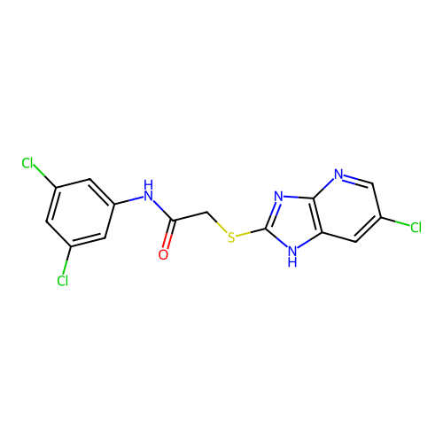 2-[(6-chloro-1H-imidazo[4,5-b]pyridin-2-yl)sulfanyl]-N-(3,5-dichlorophenyl)acetamide structure