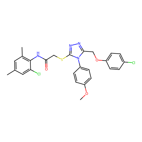 N-(2-chloro-4,6-dimethylphenyl)-2-((5-((4-chlorophenoxy)methyl)-4-(4-methoxyphenyl)-4H-1,2,4-triazol-3-yl)thio)acetamide structure