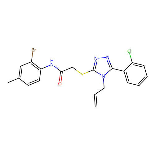 2-((4-allyl-5-(2-chlorophenyl)-4H-1,2,4-triazol-3-yl)thio)-N-(2-bromo-4-methylphenyl)acetamide structure