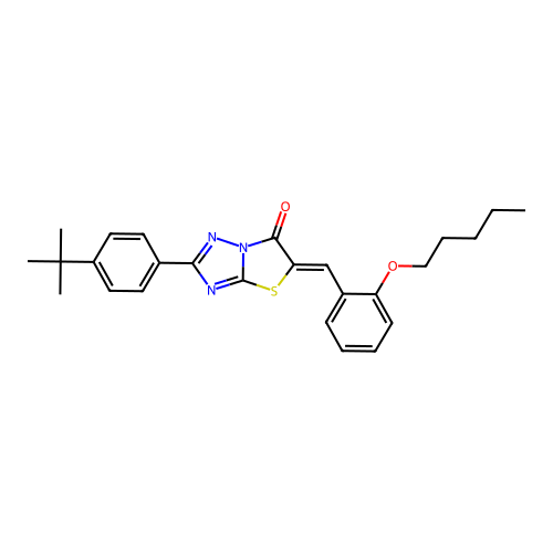 (5Z)-2-(4-tert-butylphenyl)-5-[2-(pentyloxy)benzylidene][1,3]thiazolo[3,2-b][1,2,4]triazol-6(5H)-one structure