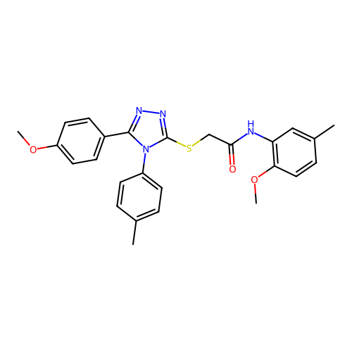 N-(2-methoxy-5-methylphenyl)-2-{[5-(4-methoxyphenyl)-4-(4-methylphenyl)-4H-1,2,4-triazol-3-yl]sulfanyl}acetamide structure