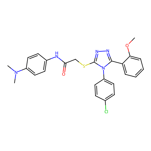 2-{[4-(4-chlorophenyl)-5-(2-methoxyphenyl)-4H-1,2,4-triazol-3-yl]sulfanyl}-N-[4-(dimethylamino)phenyl]acetamide structure