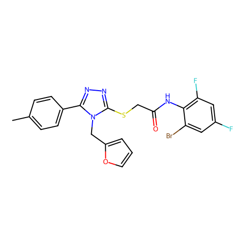 N-(2-bromo-4,6-difluorophenyl)-2-{[4-(furan-2-ylmethyl)-5-(4-methylphenyl)-4H-1,2,4-triazol-3-yl]sulfanyl}acetamide structure