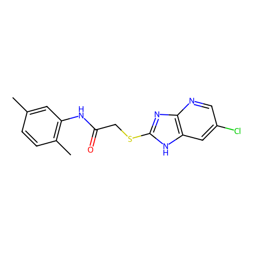 2-[(6-chloro-1H-imidazo[4,5-b]pyridin-2-yl)sulfanyl]-N-(2,5-dimethylphenyl)acetamide structure