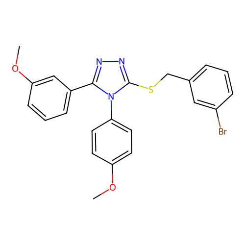 3-[(3-bromophenyl)methylsulfanyl]-5-(3-methoxyphenyl)-4-(4-methoxyphenyl)-1,2,4-triazole structure