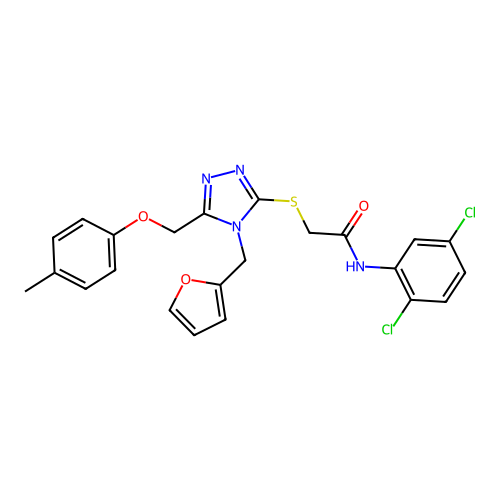 N-(2,5-dichlorophenyl)-2-((4-(furan-2-ylmethyl)-5-((p-tolyloxy)methyl)-4H-1,2,4-triazol-3-yl)thio)acetamide structure