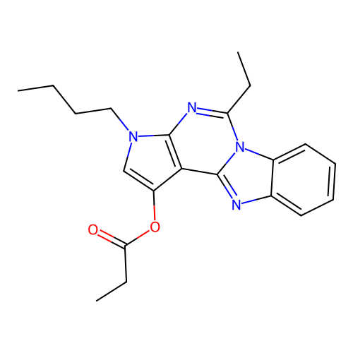 3-butyl-5-ethyl-3H-benzo[4,5]imidazo[1,2-c]pyrrolo[3,2-e]pyrimidin-1-yl propionate structure