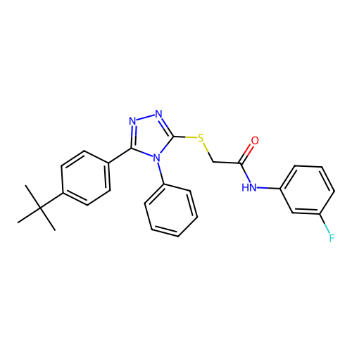 2-{[5-(4-tert-butylphenyl)-4-phenyl-4H-1,2,4-triazol-3-yl]sulfanyl}-N-(3-fluorophenyl)acetamide structure