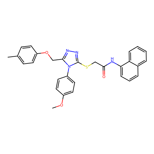 2-((4-(4-methoxyphenyl)-5-((p-tolyloxy)methyl)-4H-1,2,4-triazol-3-yl)thio)-N-(naphthalen-1-yl)acetamide structure