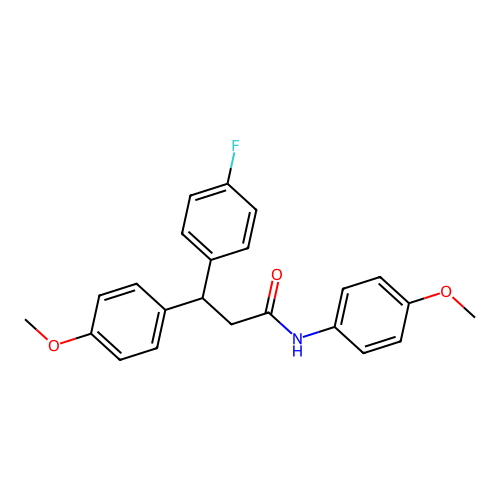 3-(4-fluorophenyl)-N,3-bis(4-methoxyphenyl)propanamide structure