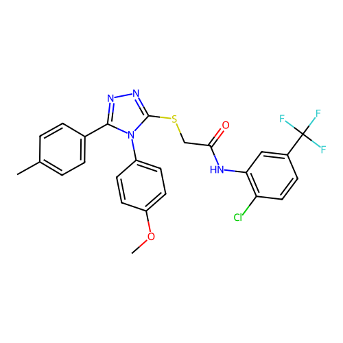 N-[2-chloro-5-(trifluoromethyl)phenyl]-2-{[4-(4-methoxyphenyl)-5-(4-methylphenyl)-4H-1,2,4-triazol-3-yl]sulfanyl}acetamide structure