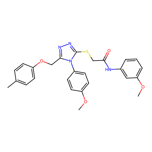 N-(3-methoxyphenyl)-2-((4-(4-methoxyphenyl)-5-((p-tolyloxy)methyl)-4H-1,2,4-triazol-3-yl)thio)acetamide structure