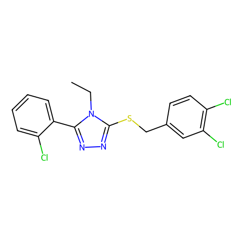 5-[(3,4-Dichlorophenyl)methylthio]-3-(2-chlorophenyl)-4-ethyl-1,2,4-triazole structure