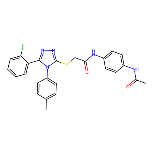 2-{[5-(2-chlorophenyl)-4-(4-methylphenyl)-4H-1,2,4-triazol-3-yl]sulfanyl}-N-(4-acetamidophenyl)acetamide structure