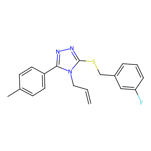 4-allyl-3-((3-fluorobenzyl)thio)-5-(p-tolyl)-4H-1,2,4-triazole structure