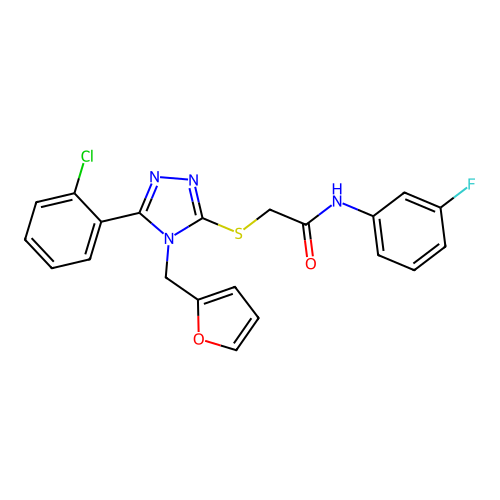 2-{[5-(2-chlorophenyl)-4-(furan-2-ylmethyl)-4H-1,2,4-triazol-3-yl]sulfanyl}-N-(3-fluorophenyl)acetamide structure